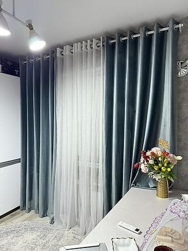 шторы для кухни с балконом: Комплект штор для кухни/гостиной: - Плотные портьеры из бархатистого — 3