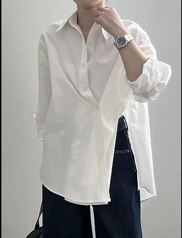 лофери: Белая рубашка с асимметричной застёжкой. НЕОБЫЧНЫЙ ДИЗАЙН - — 9