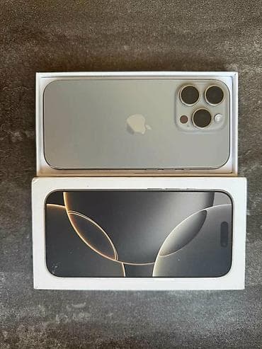 IPhone 16 Pro, Б/у, 256 ГБ, Natural Titanium, Защитное стекло, Чехол, Кабель, 99 %