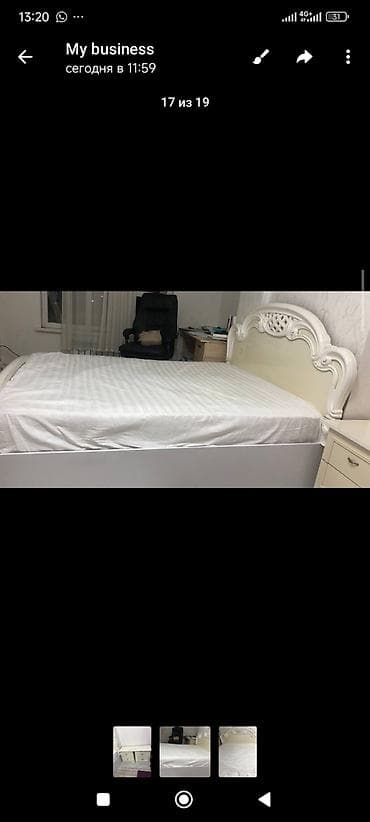 мебельные цеха: Двуспальная кровать с высоким резным изголовьем и мягкой вставкой + — 3