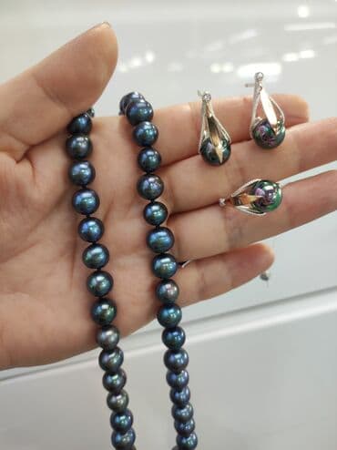 свадебные платья от производителя: Серебро 925 напыление золото Серебряный Комплект+ Бусы черный Жемчуг — 1