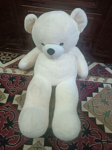 мишка для поздравления с днем рождения: Большой плюшевый мишка - Цвет: молочный/кремовый - Материал: мягкий — 1