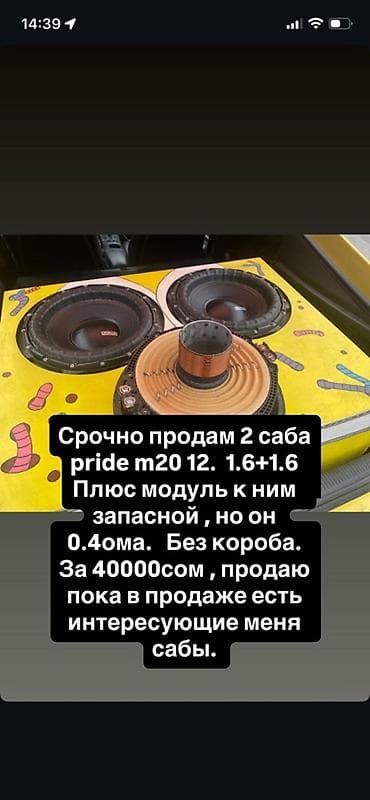 Сабвуферы Pride M20 12" Находятся в Оше - Количество: 2 шт. -