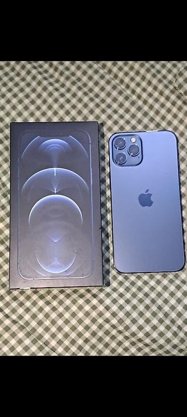 IPhone 12 Pro Max, Б/у, 128 ГБ, Pacific Blue, Коробка, Защитное стекло, 79 %