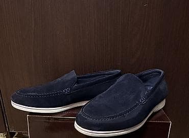 Мокасины мужские, темно‑синие - Материал верха: замша (нубук)