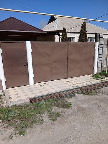 Распашные ворота: Металлические ворота с калиткой - Конструкция: распашные ворота из — 1