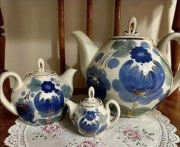 синий тазик: "Дружная семейка" чайников «Голубой цветок»: Папа - объем 3 л. — 4