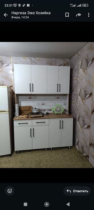 ашкана шкафы: Кире бериш үчүн гарнитур, Колдонулган, Шкаф, Күзгү, Илгич, ДСП, түсү - Ак — 3