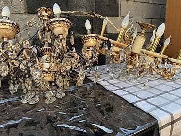 барокко: Классические потолочные люстры из мрамора с подвесками 2 шт - Стиль — 3