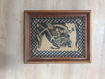 Настенная картина-панно с графическим изображением всадника на коне at lalafo.kg Настенная картина-панно с графическим изображением всадника на коне