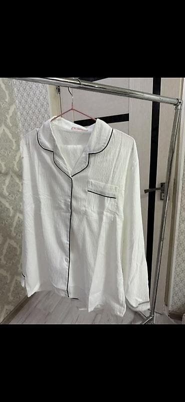 белый пеньюар: Пижамные рубашки женские - Классический фасон: отложной воротник — 2