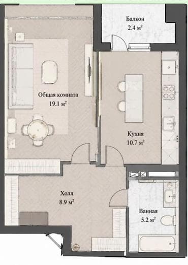 1 комната, 46 м², Технопарк 12 этаж, ПСО (под самоотделку)