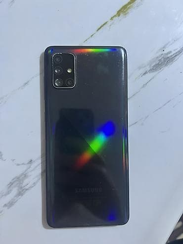 мобил: Samsung Galaxy A71, Б/у, 128 ГБ, цвет - Черный, 2 SIM — 2