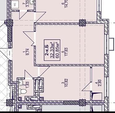 3 квартира продажа: 2 комнаты, 61 м², Элитка, 3 этаж, Готовая ПСО (под самоотделку) — 4