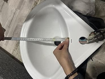 Сантехника: Ванна үчүн раковина, Өзгөчөлүктөрү: Жылтырак, Бурчтук формасы, Материалы: Керамика — 4