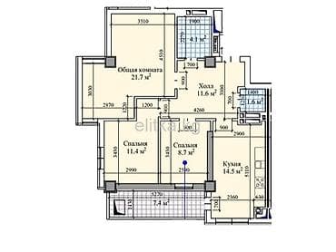 2 комнаты, 80 м², Элитка, 8 этаж, Готовая ПСО (под самоотделку) — 2