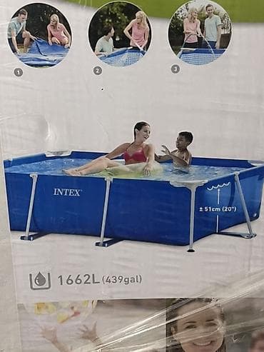 Спорт жана хобби: Каркасный прямоугольный бассейн Intex - Размеры: примерно 2,20 м × — 3