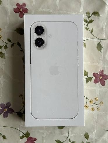 пластиковый кейс: IPhone 16, Б/у, 128 ГБ, Белый, Кабель, 100 % — 5