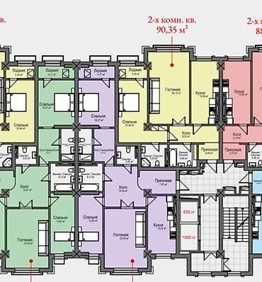 авангард квартиры: 2 комнаты, 90 м² — 3