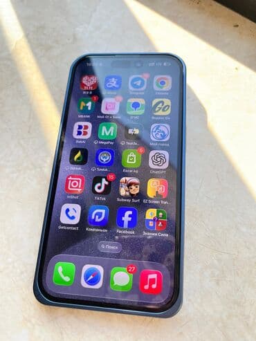 ломбарды телефоны: IPhone 15 Pro, Колдонулган, 256 ГБ, Blue Titanium, Каптама, Коргоочу айнек, Кабель, 88 % — 11