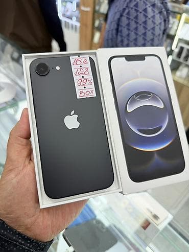 iphone osh: IPhone 16e, Б/у, 128 ГБ, Черный, Коробка, 99 % — 2