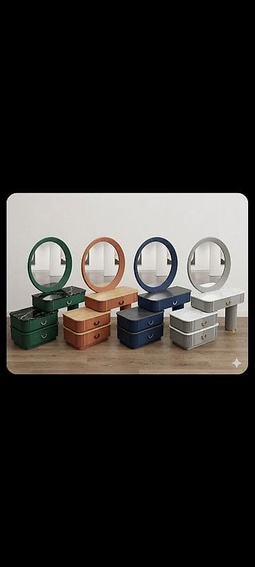 Туалетный столик, Новый, С зеркалом, цвет - Зеленый, МДФ