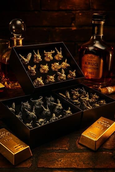 • Набор рюмок в подарочной коробке: • 12 стопок-перевертышей (знаки