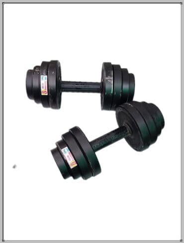 гантели наборные хромированные: 2 гантели по 12 кг 
железные разборные — 1