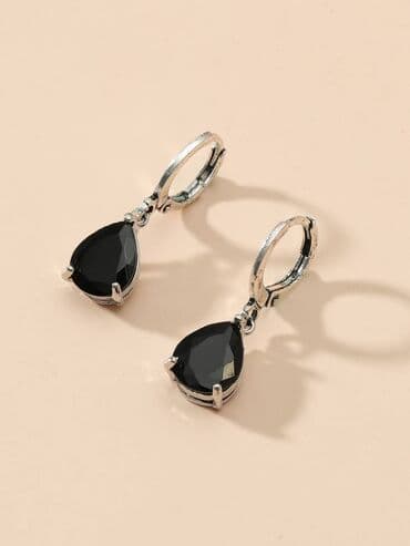 свадебное платье для высокой невесты: Элегантные серьги У с инкрустацией из черного циркона, серьги в форме — 2