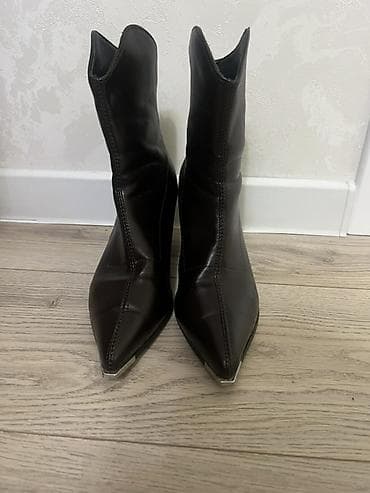 ковбойский: Женские ботильоны в стиле вестерн - Цвет: темно-коричневый - Материал — 1