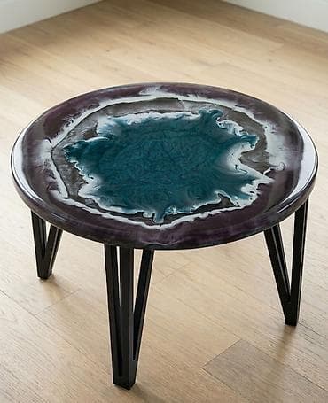 журнальный стол из эпоксидной смолы: Круглый журнальный стол с художественной заливкой эпоксидной смолы - — 1