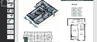 Кыймылсыз мүлк: 2 бөлмө, 70 м², Элитка, 6 кабат, Даяр ПСО (өзү оңдоп түзөтүп бүтүү үчүн) — 3