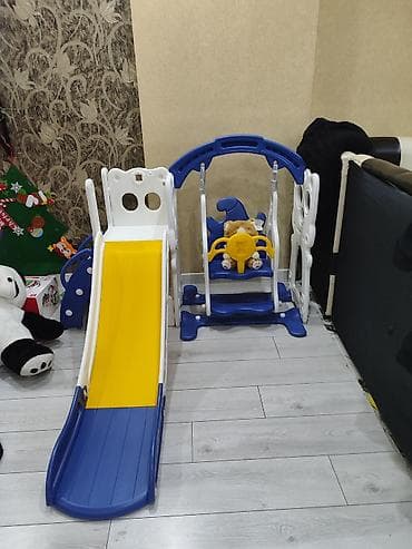 Детский игровой комплекс «горка + качели» - Компактный домашний