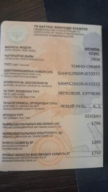 honda civic 5: Honda Civic: 2008 г., 1.8 л, Робот, Бензин, Хэтчбэк — 6