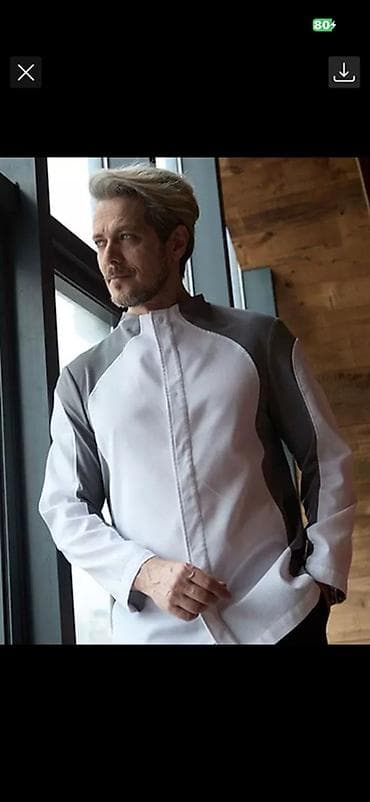 униформа повар: Мужской китель/куртка для шеф-повара - Модель с высоким стойким — 1