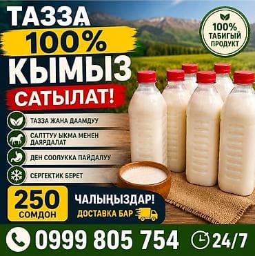Тазза кымыз сатылат 250сомдон