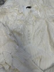 белое платье для беременных: Платье макси в молочно-белом цвете с кружевным верхом и плиссированной — 5