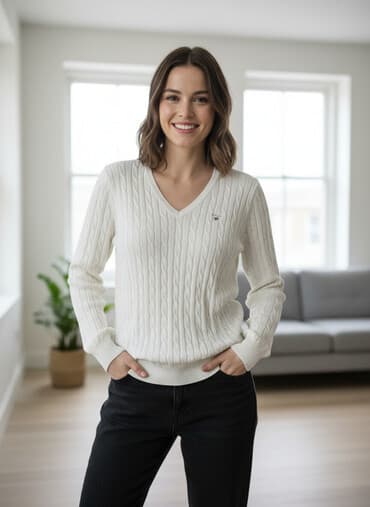 парные вещи: Мужской свитер, S, Gant, Б/у, цвет - Белый, Самовывоз — 1