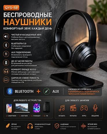 Беспроводные накладные наушники, Q Sound, Новый