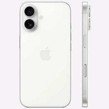IPhone 16, Б/у, 128 ГБ, Белый, Чехол, 89 %