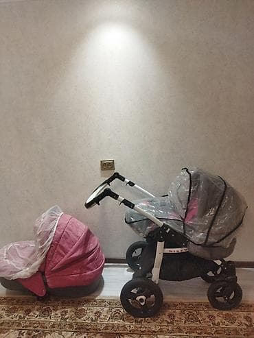 детские коляски фирмы geoby: Коляска, цвет - Розовый, Б/у — 3