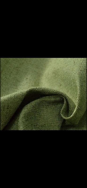 Плотная льняная ткань, цвет хаки/оливковый. - Состав: натуральный лен lalafo.kg да Плотная льняная ткань, цвет хаки/оливковый. - Состав: натуральный лен