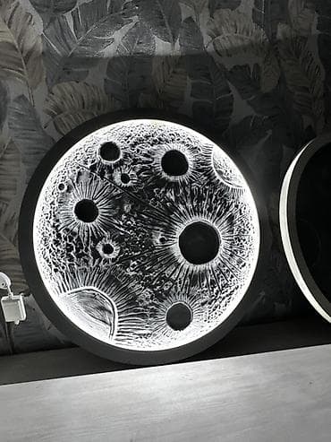 светодиодные лампа: Настенный светильник «Луна» с подсветкой - Круглая панель с — 4