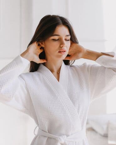 домашние халаты больших размеров: Халат, Вафельное полотно, 6XL, XS, S — 9