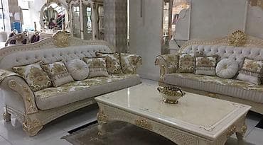 столы пуфики: Комплект мягкой мебели, цвет - Бежевый — 1