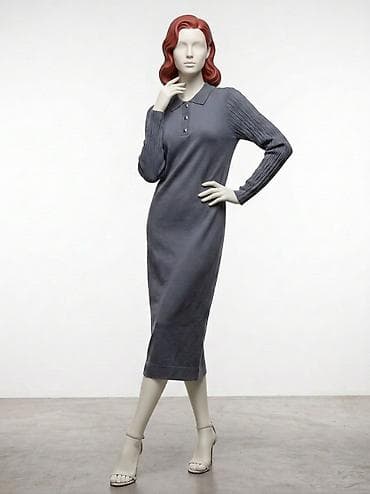 платье футляр в горошек: Вязаное платье SULUU - Силуэт: прямой, длина миди ниже колена. - — 3