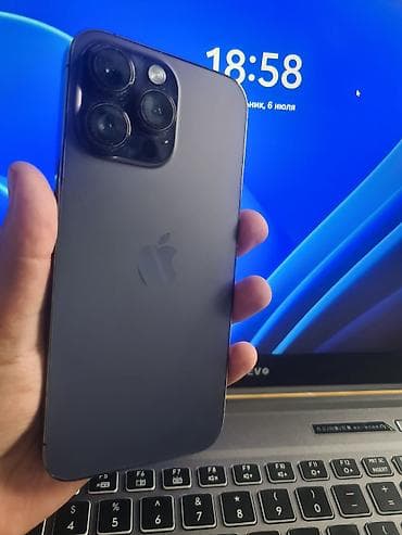 Техника и электроника: IPhone 14 Pro Max, Б/у, 256 ГБ, Deep Purple, Чехол, 80 % — 2