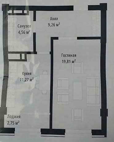 variant kg: 1 комната, 50 м², Элитка, 5 этаж, Готовая ПСО (под самоотделку) — 5