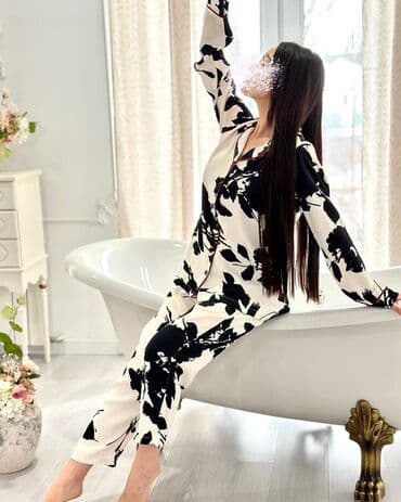 джинсова сорочка: Пижама, Сатин, Турция, На пуговицах, XS, S, M — 1