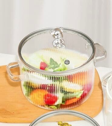 маленький чайник: Крутая прозрачная кастрюля. • Кастрюля (2.300мл) • Крышка с мишкой • — 2